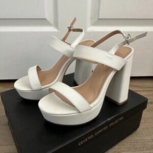 Lulu's Acee White Platform Heels